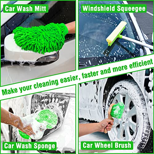 17Pcs Car Wash Kit,62" Car Wash Brush Mop with Long Handle,Car Cleaning Kit,Car Detailing Brush Set,Car Wash Bucket,Car Wheel Brush,Complete Interior Car Cleaning Supplies - view 7