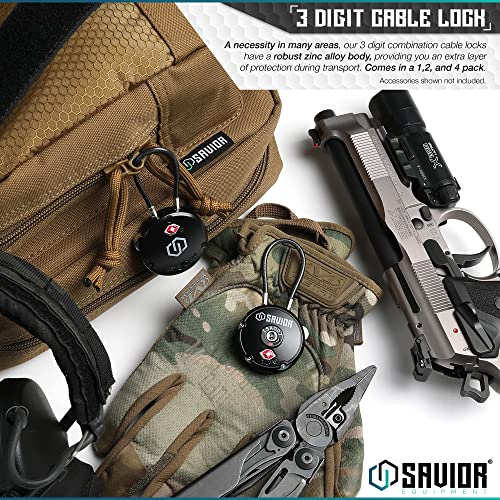 Quality TSA-Approved 3-Digit Combination Cable Travel Luggage Locks for Rifle Bag Firearm Gun Case Accessories Ammo Boxes Outdoor Storage, Obsidian Black, 4-Pack - view 2