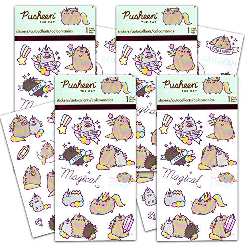 Pusheen Cat Sticker Bundle Pack Pusheen Favors - 120 Pusheen Sticker Stickers for Walls Cars Laptops Water Bottles (Party Supplies Office Supplies School Supplies)