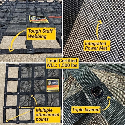 Heavy Duty Cargo Net -Truck Accesories-Truck organizer -Bed Cover-Interior- Roof Rack-Trunk organizer-Cargo Net Offroad-SUV -Rubicon -Camping-(WLL)1,500 lbs (GRN-100) 4.8' x 5.3' - view 3
