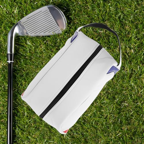 White PU Golf Shoe Bag, Portable Zippered Carrier for Travel and Course - view 6
