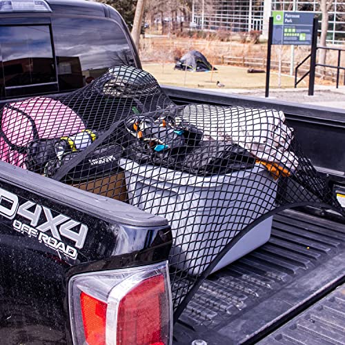 Highly Elastic Cargo Net, Simple Truck Bed Cargo Mesh Organizer, Suitable for 5ft - 6ft Standard Bed Trucks, 4'x4' Stretches to 7'x7' (Single Layer) - view 3