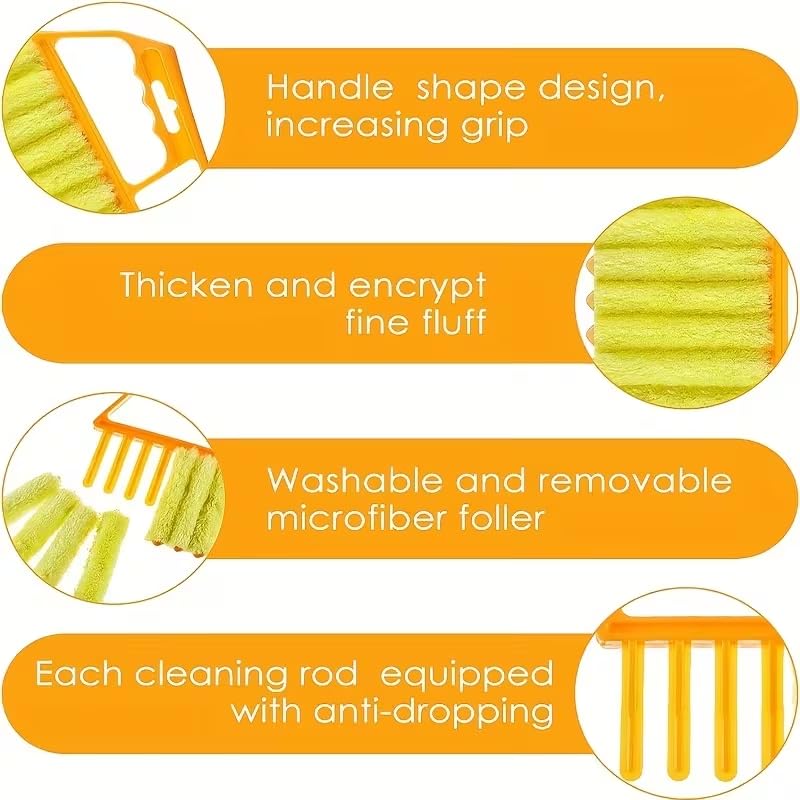 2pcs Microfibers Washable Window Cleaning Brushes for Effortless Dust Collection and Blinds Cleaning, Yellow - view 7