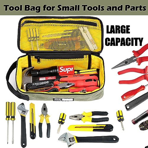 Rough Enough Small Tool Bag, 12 Inch, Heavy Duty Waxed Canvas Pouch, Green - view 2