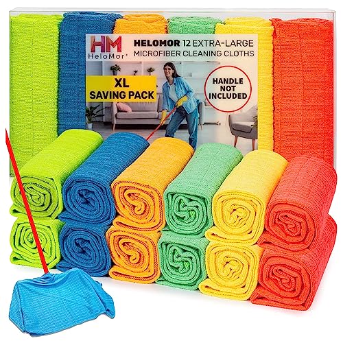 12-Pack Microfibre Cleaning Cloths 30 x 18 in, Lint-Free, Reusable