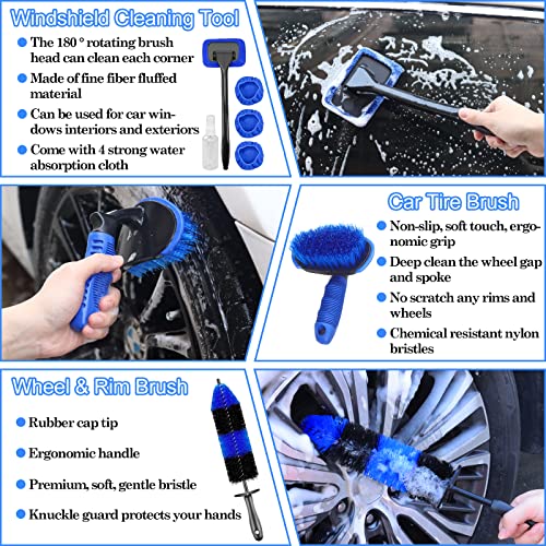 26Pcs Car Detailing Brush Set, Car Detailing Kit, Car Detailing Brushes, Car Cleaning Kit, Car Windshield Cleaning Tool, Professional Car Care kit - Car Wash Brush kit for Interior Exterior Wheels - view 3