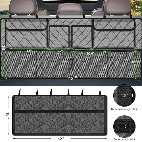 Car Trunk Organizer, Large Capacity Backseat Trunk Organizer (42"*18"), Collapsible Car Storage Bag with 8 Pockets, SUV/MPV/Truck - Grey - view 3