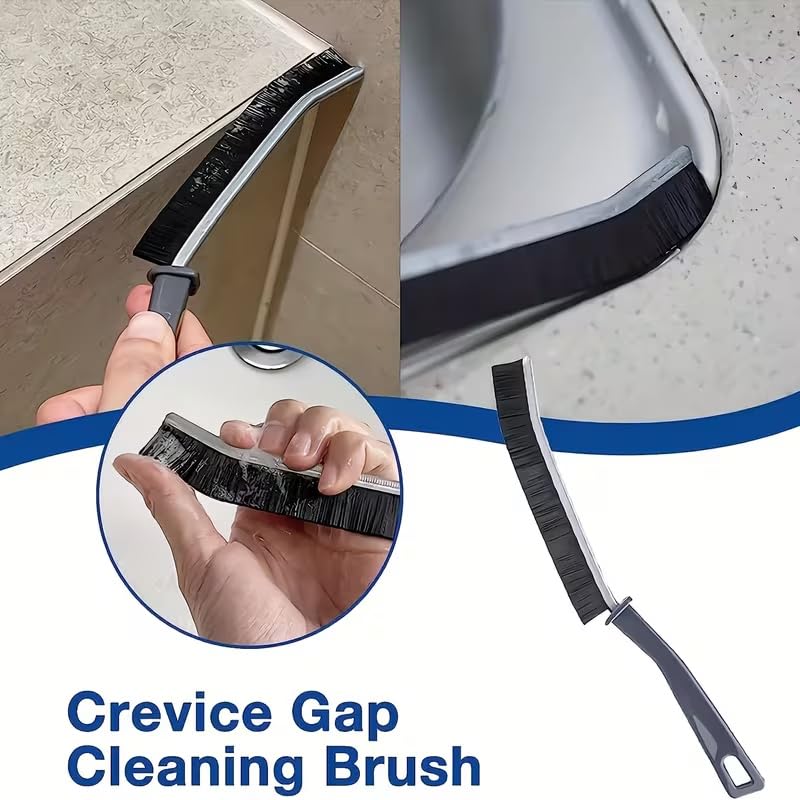 Groove Cleaning Brush with Long Handle Hard Bristle Crevice Brush for Window and Door Grooves Thin Detailing Tool, Black - view 7