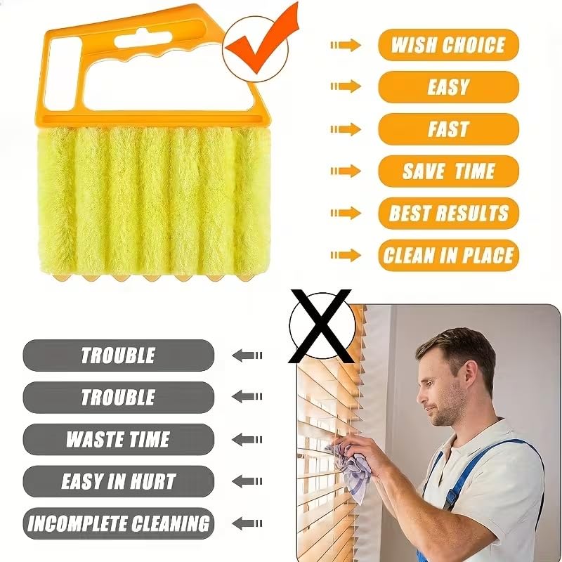 2pcs Microfibers Washable Window Cleaning Brushes for Effortless Dust Collection and Blinds Cleaning, Yellow - view 3