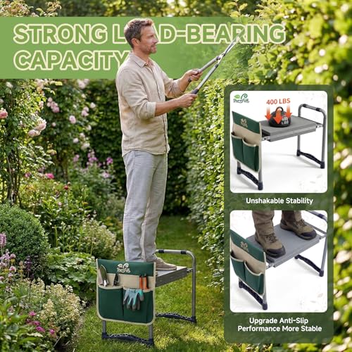 2-in-1 Heavy Duty Foldable Garden Kneeler And Stool With EVA Pad, Green - view 5