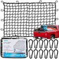 Cargo Net for Truck Pickup 4'x6' Stretches to 8'x12' Heavy Duty Truck Bed Cargo Net 12 Tangle-Free Clip Carabiners and 1 Storage Bag Small 4" x 4" Mesh Universal Car Organizer Net for Large Loads