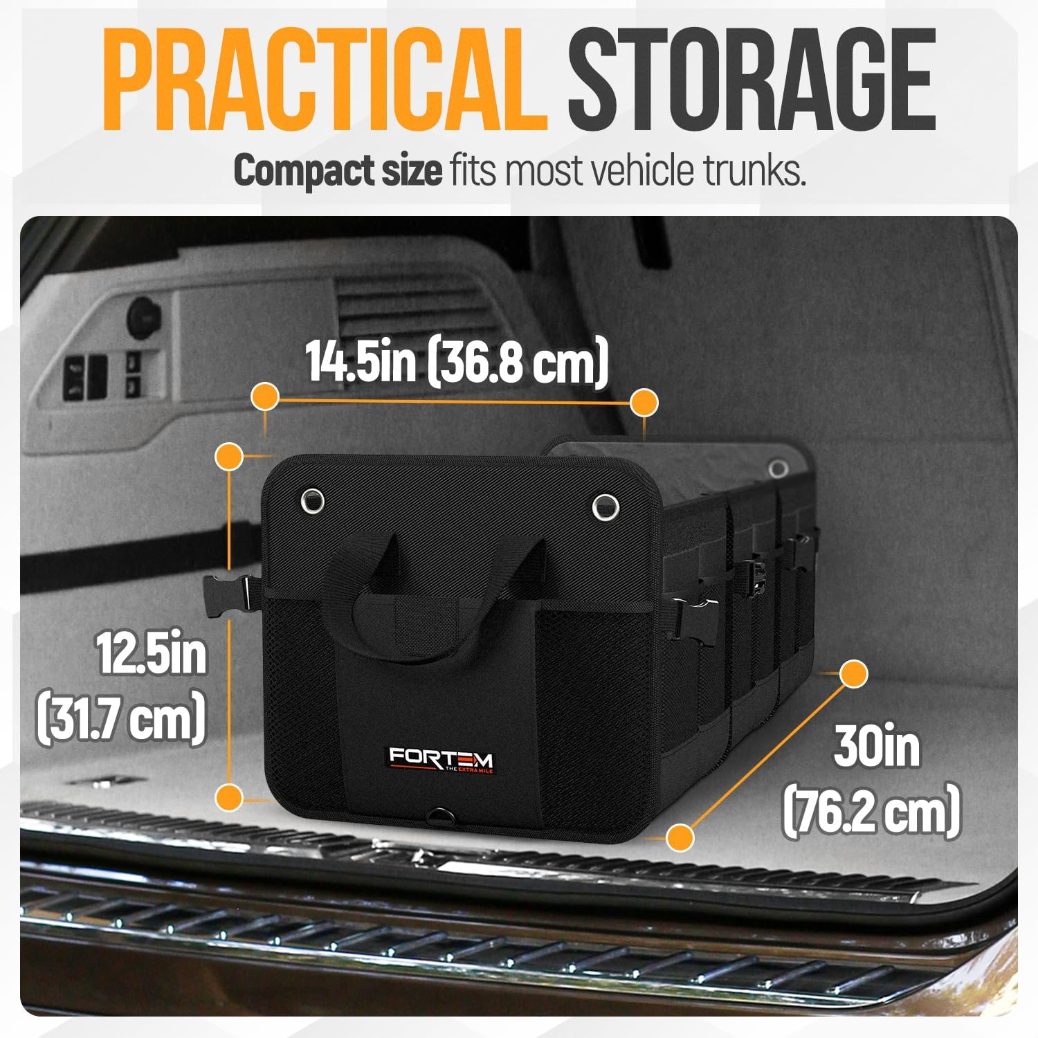 Trunk Organizer For SUV Car Organizer and Storage, Multi-Compartment Storage Bag Car Accessories for Women Men, Perfect Christmas Gifts, 1680D Oxford, Non Slip Bottom, Straps, Soft Cover (90L) - view 3