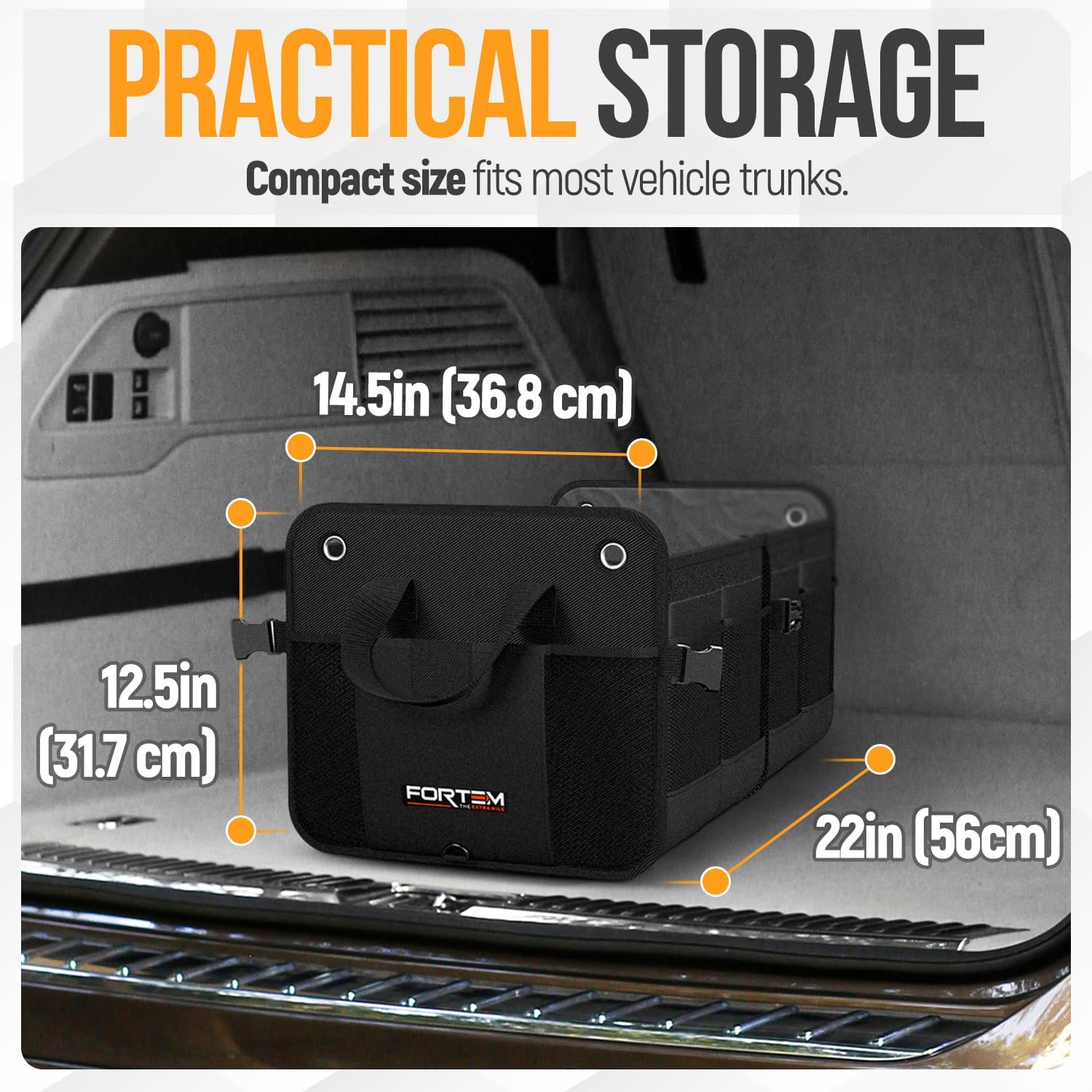 Trunk Organizer For SUV Car Organizer and Storage, Collapsible Multi-Compartment Storage Bag Car Accessories for Women Men, 1680D Oxford, Non Slip Bottom, Adjustable Straps, Soft Cover (65L) - view 3
