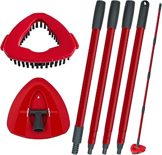 DLAIMI Mop Handle Replacement for Ocedar, 4 Section 30" to 58" Extendable Length Mop Stick for Ocedar Spin Mops Refills and Brooms Floor Cleaning, Include Base and Scrub Brush