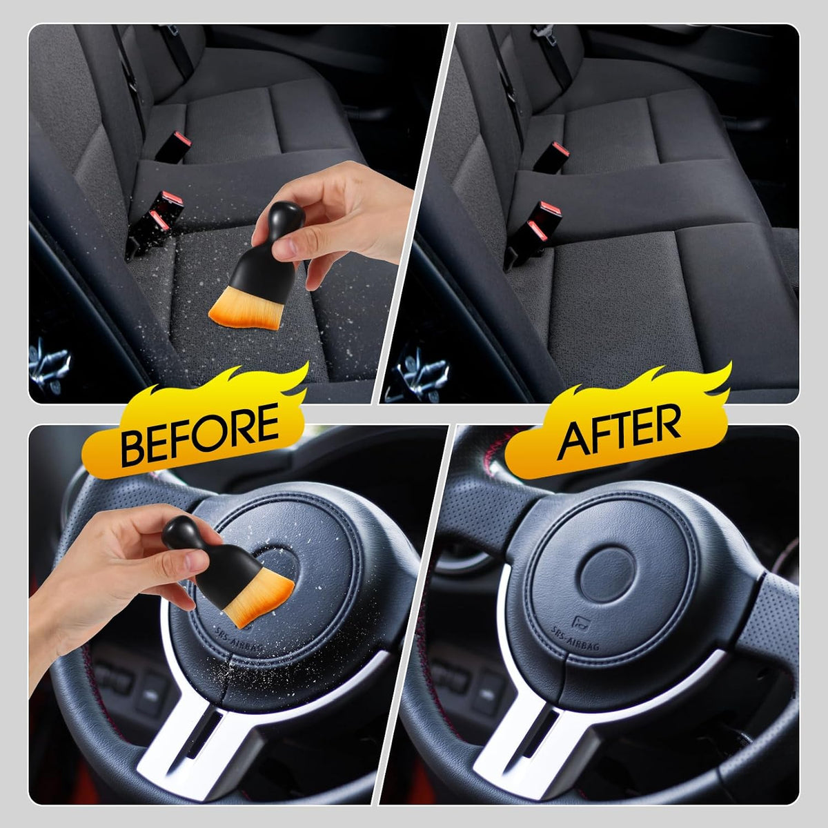 3 PCS car interior detail dust brush, soft car interior detailing kit tools, dash duster brush for auto, truck, SUV, RV interior cleaning - view 6