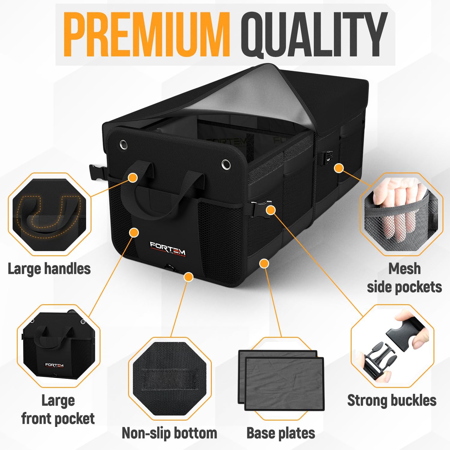 Trunk Organizer For SUV Car Organizer and Storage, Multi-Compartment Storage Bag Car Accessories for Women Men, Perfect Christmas Gifts, 1680D Oxford, Non Slip Bottom, Straps, Soft Cover (50L) - view 2