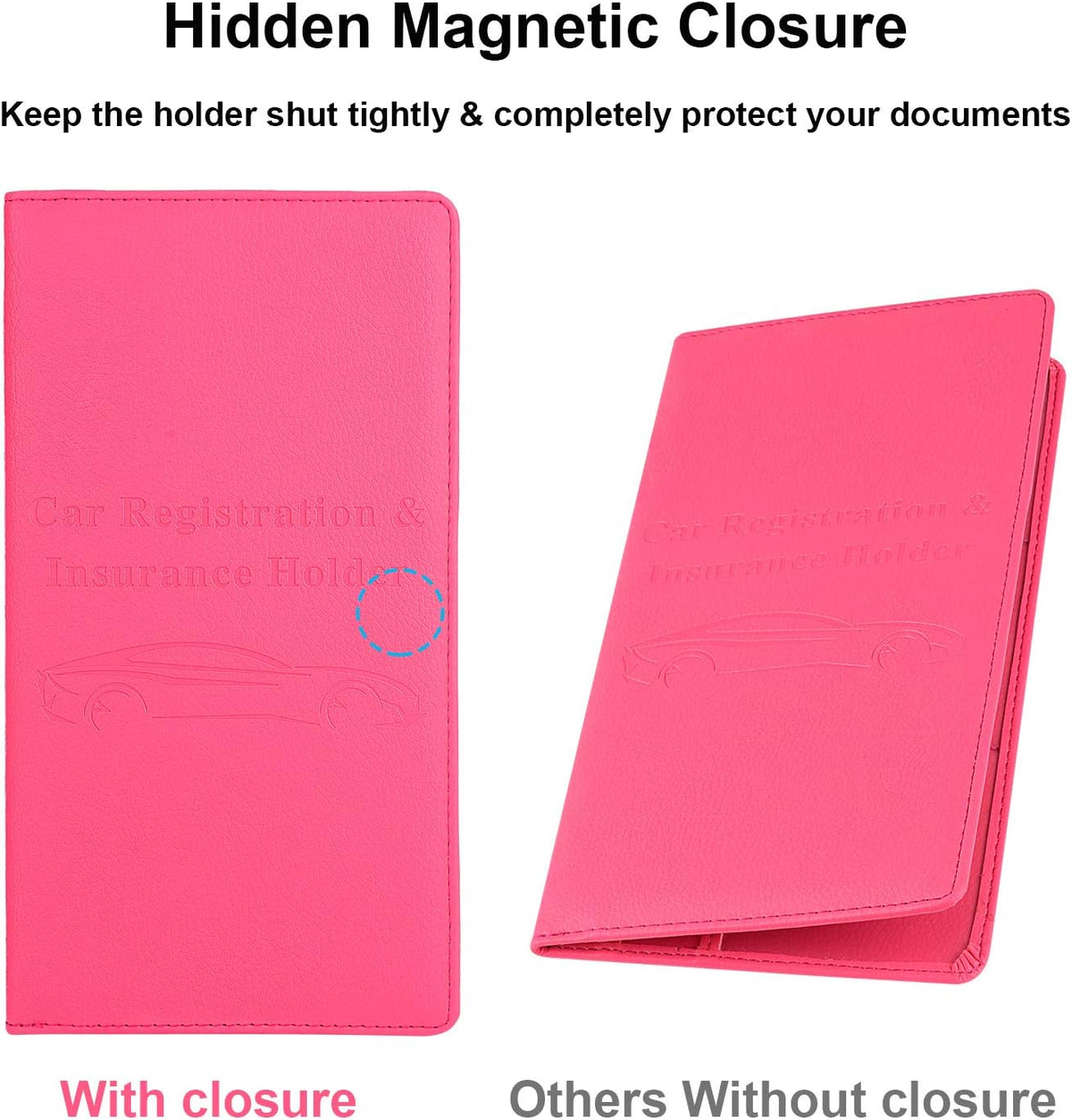 Car Registration and Insurance Holder, Car Accessories Vehicle Glove Box Car Organizer Women Car Accessories with Magnetic Shut for Cards, Essential Document, Driver License, Hot Pink | Car Accessories Organizer Women Car Accessories with Magnetic Shut fo - view 2