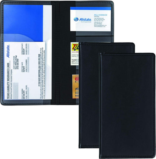 2 Pack Car Registration and Insurance Holder, Essential Vehicle Glove Box Organizer, Vehicle Document Holder, Faux Leather, Sleek Black Design, Lottery Ticket Holders