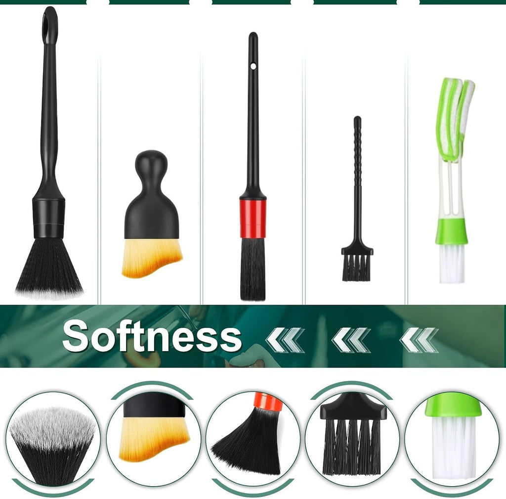 Car Interior Duster Detail Brushes, Soft Bristles Brush | Car Accessories for Cleaning Dashboard Air Vent Crevice, Detailing Dusting Tool Kit for Auto Truck SUV RV - view 2