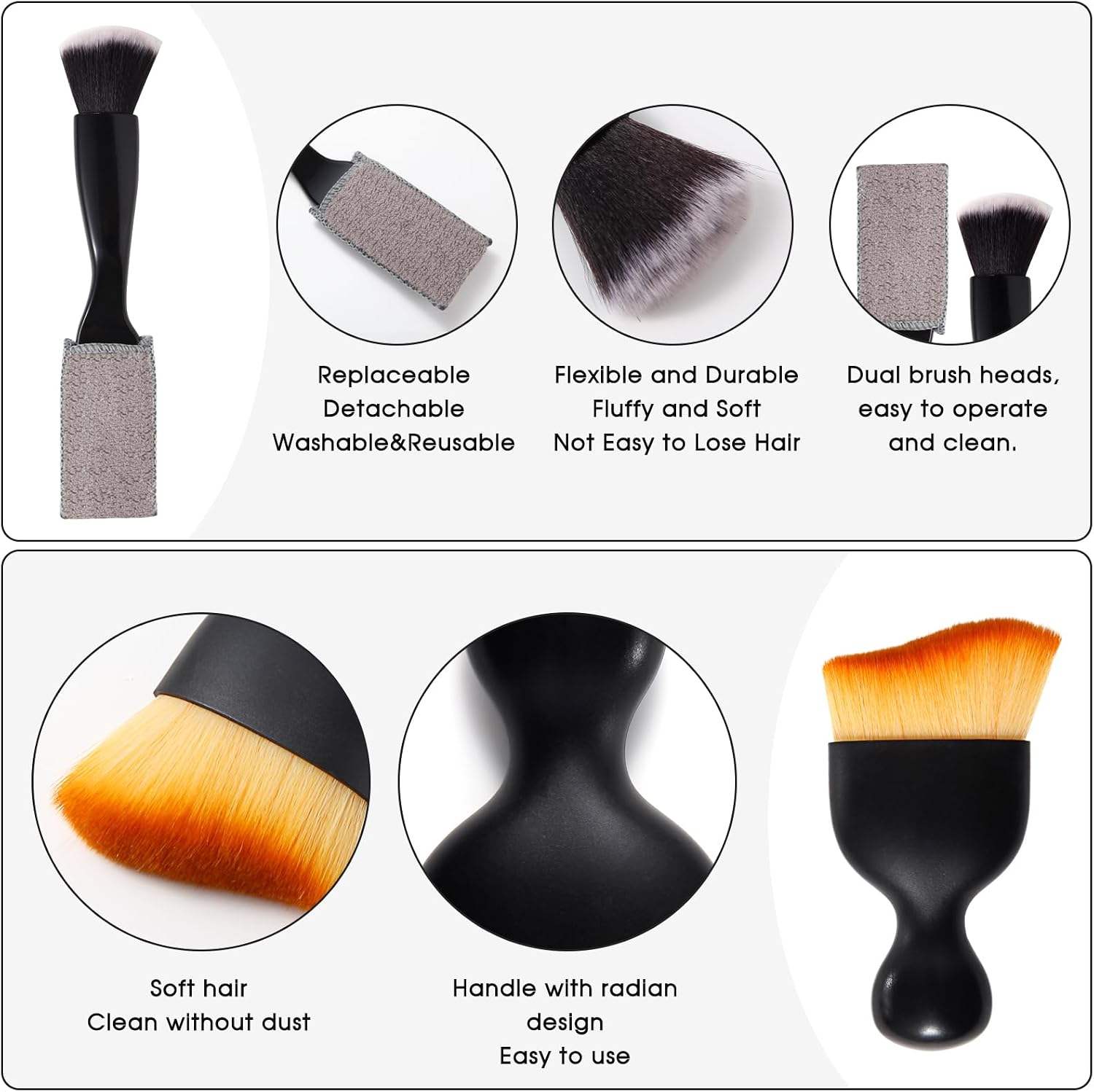3 PCS car interior detail dust brush, soft car interior detailing kit tools, dash duster brush for auto, truck, SUV, RV interior cleaning - view 3