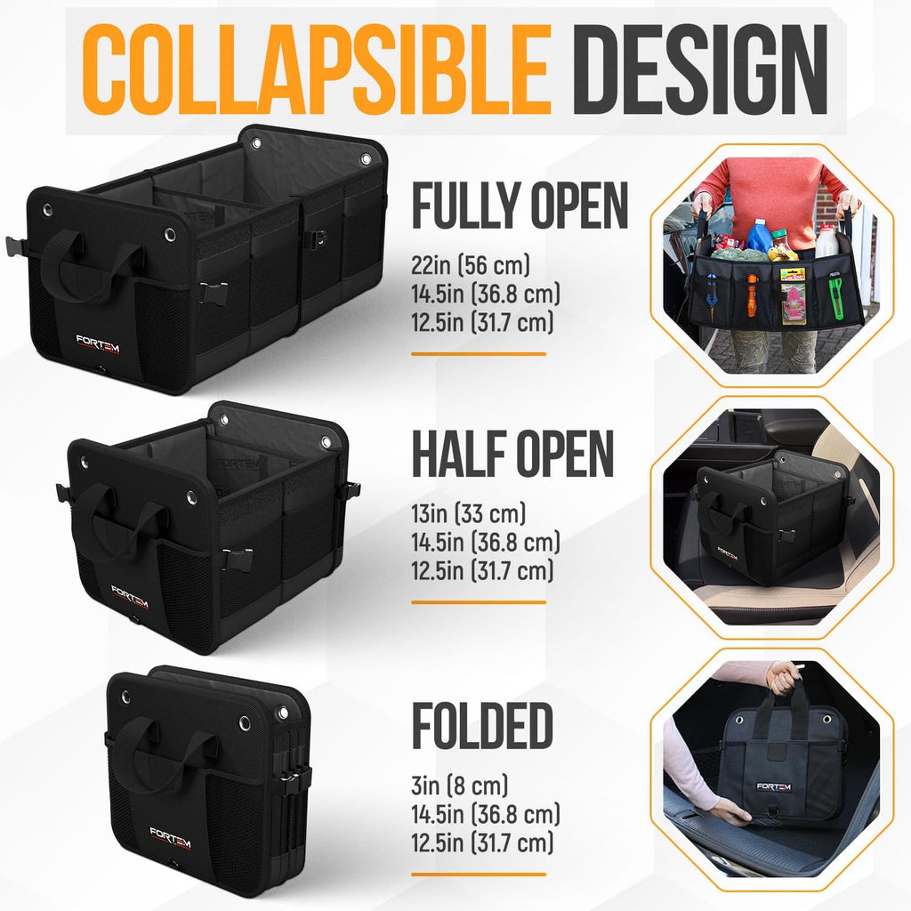 Trunk Organizer For SUV Car Organizer and Storage, Collapsible Multi-Compartment Storage Bag Car Accessories for Women Men, 1680D Oxford, Non Slip Bottom, Adjustable Straps, Soft Cover (65L) - view 7