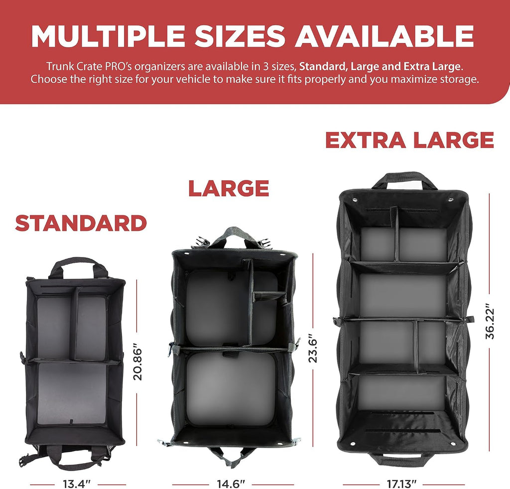 Car trunk organizer for SUV & truck cargo storage, large, black, fits cars, SUVs & trucks, 4 adjustable compartments, non-slip base & straps, foldable, 11 pockets - view 6