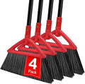 Heavy Duty Red Angle Broom with Long Handle - 4 Pack