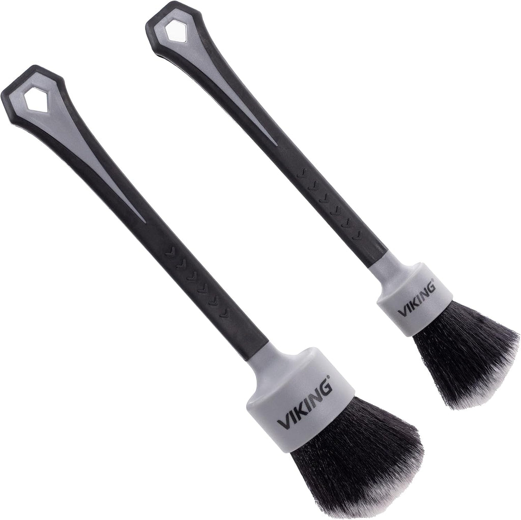 Car Detail Brush Set, Interior Use, 2 Pack | Super-Soft Bristle Cleaning Brush for Interior Detail, Medium 1 Inch Diameter, Large 1.5 Inch Diameter Brush Heads