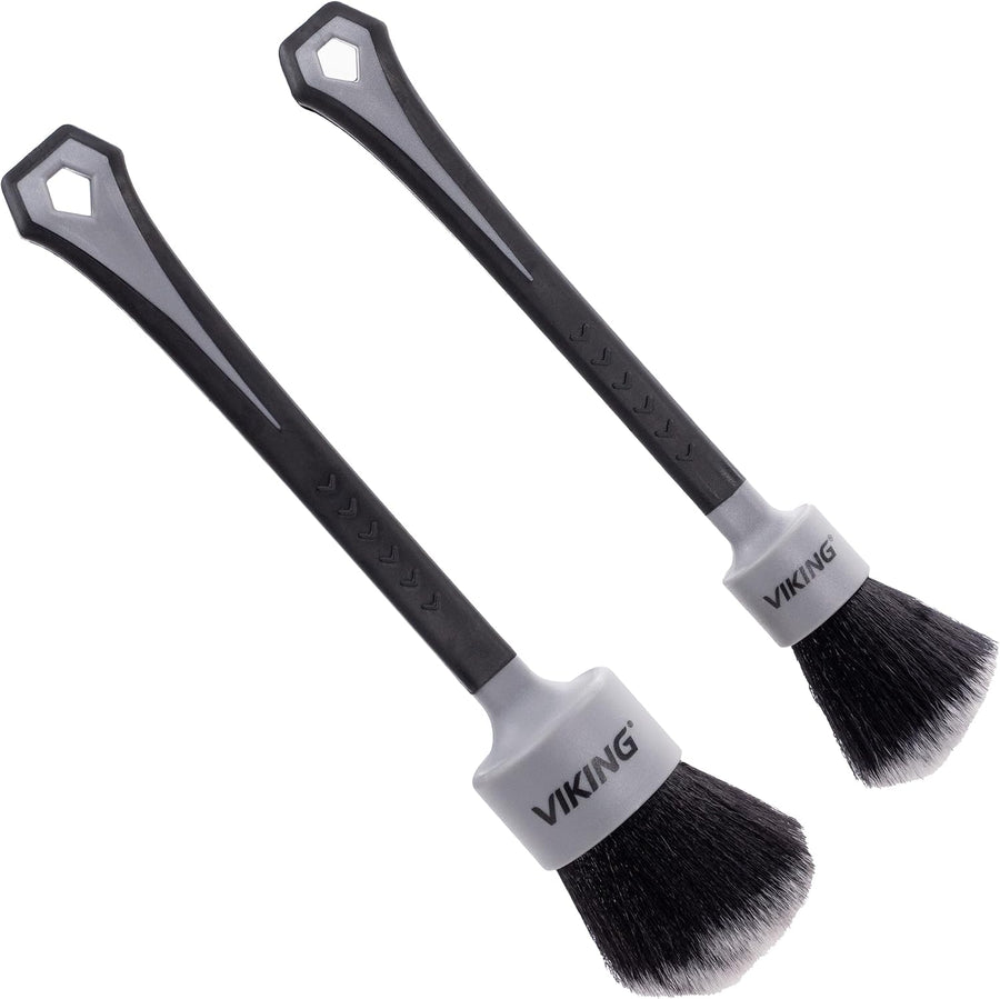 Car Detail Brush Set, Interior Use, 2 Pack | Super-Soft Bristle Cleaning Brush for Interior Detail, Medium 1 Inch Diameter, Large 1.5 Inch Diameter Brush Heads