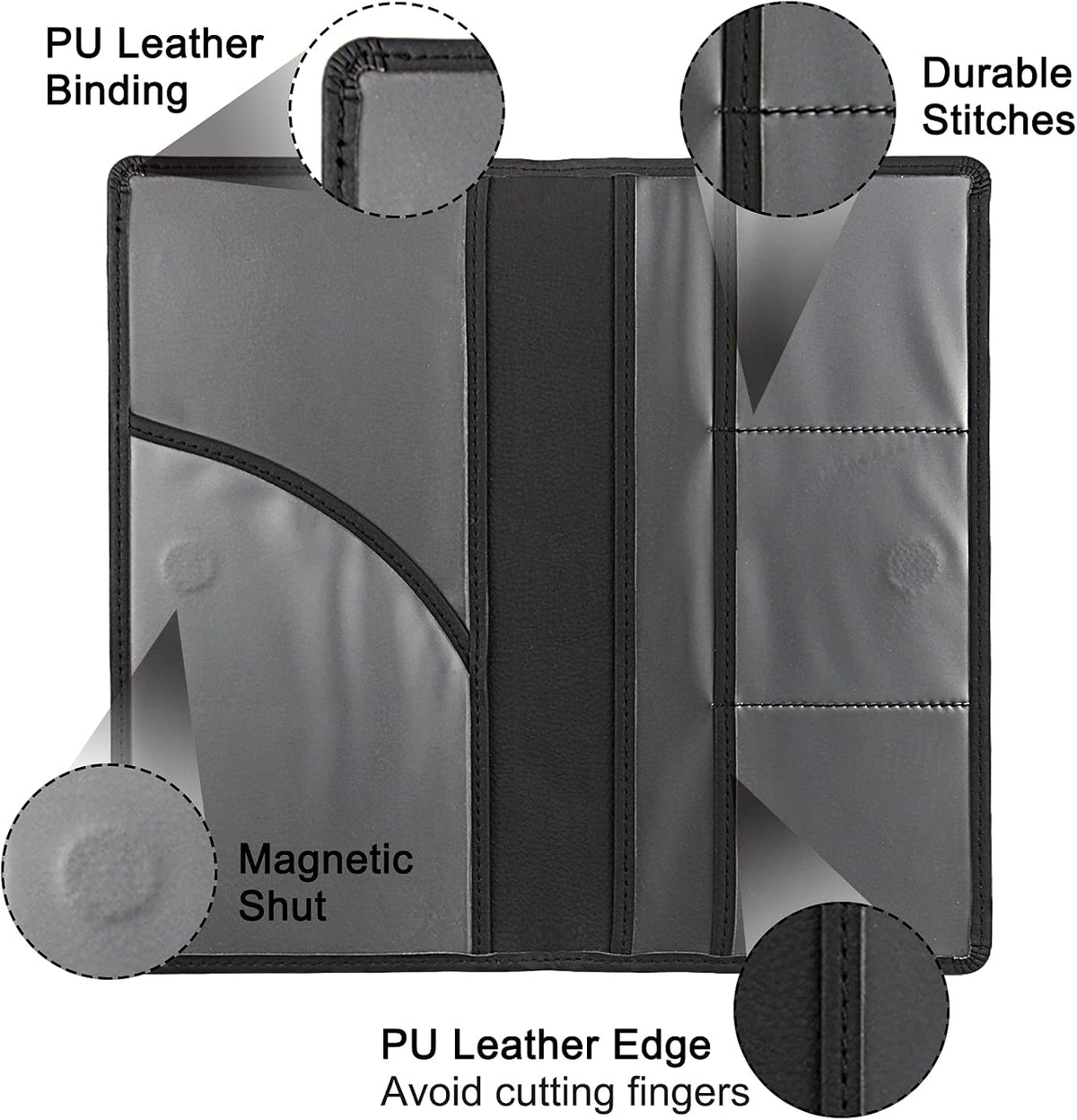 Premium Car Registration & Insurance Card Holder, Black | Vehicle Glove Box Organizer, Magnetic Closure Car Document Holder, For Insurance, Cards, License, Women & Men - view 3