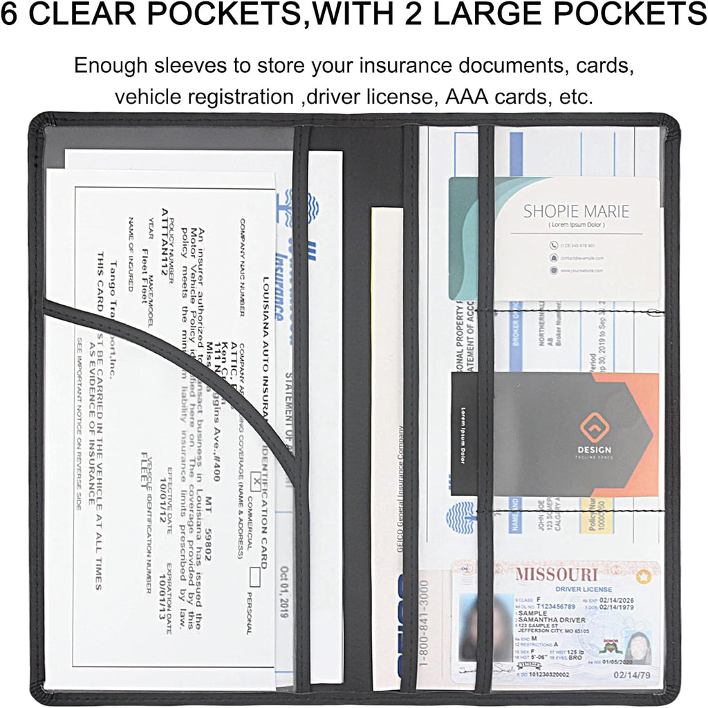 Premium Car Registration & Insurance Card Holder, Black | Vehicle Glove Box Organizer, Magnetic Closure Car Document Holder, For Insurance, Cards, License, Women & Men - view 4