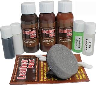 Furniture Leather Max Complete Leather Refinish and Repair Kit Now with 3 Color Shades to Blend with/Leather & Vinyl Restorer (Blood Red)