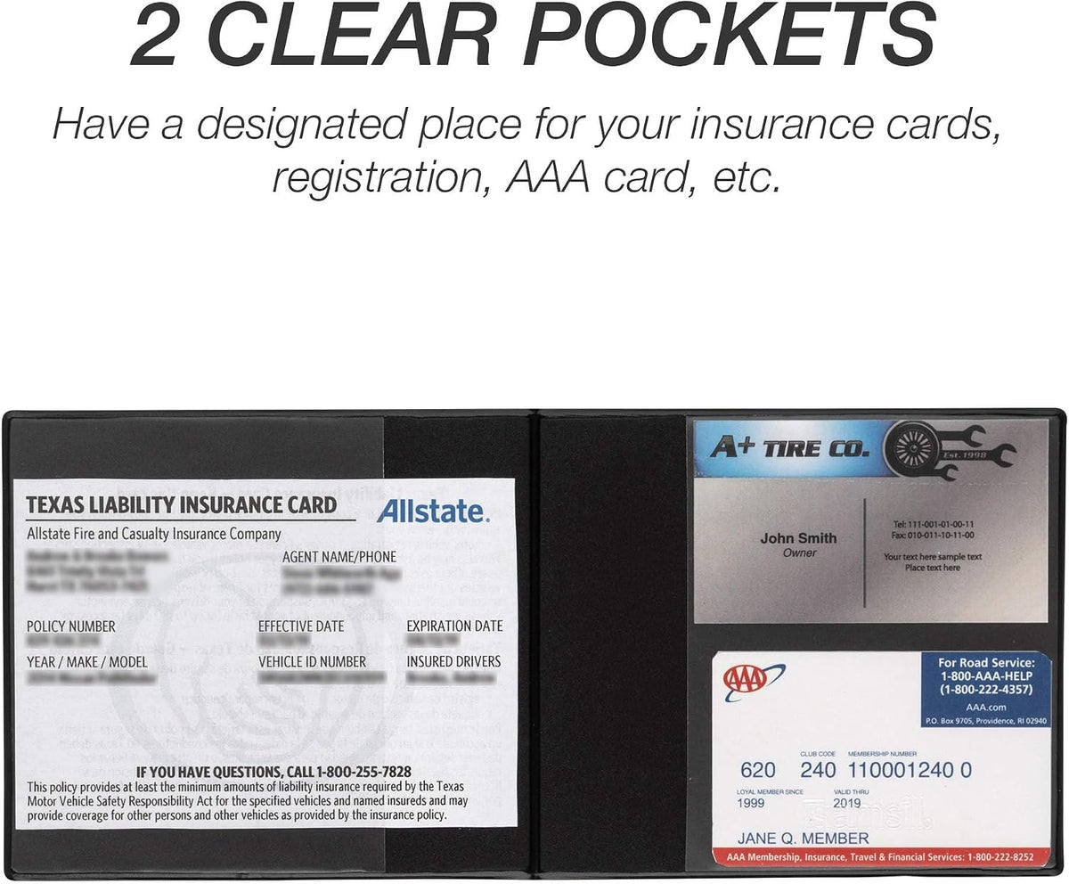 2 Pack Car Registration and Insurance Holder, 5.25" x 4.75" Black Glove Box Organizer, Perfect for Multiple Vehicles - view 2