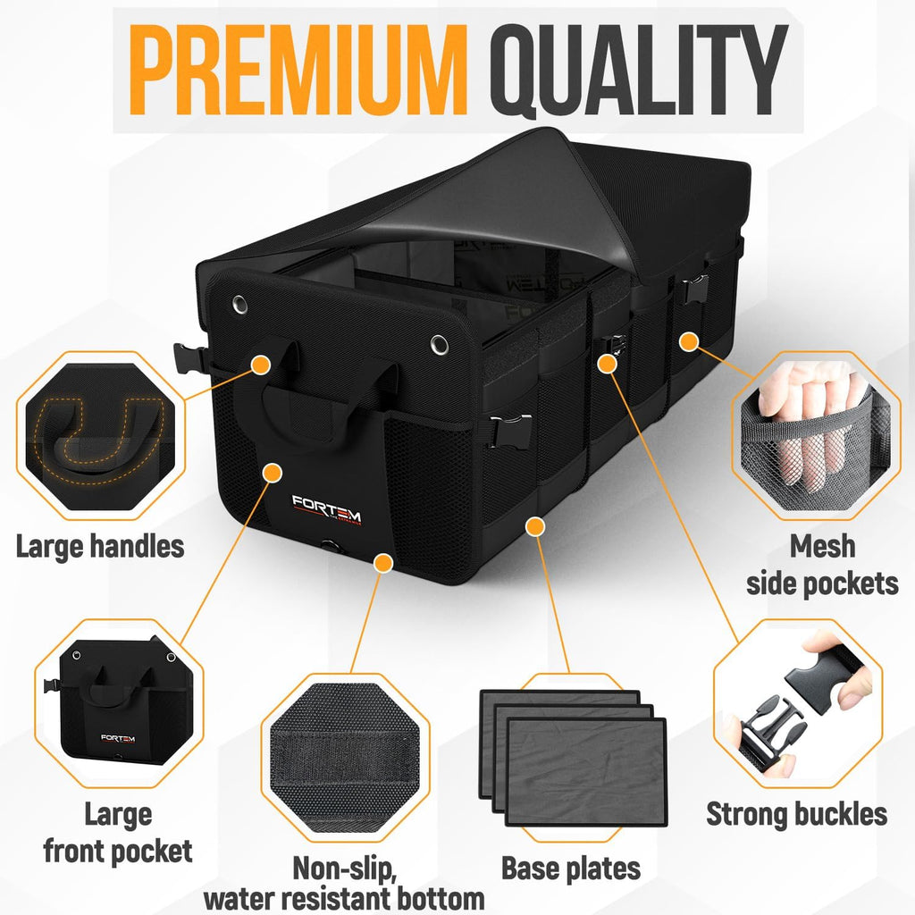 Trunk Organizer For SUV Car Organizer and Storage, Multi-Compartment Storage Bag Car Accessories for Women Men, Perfect Christmas Gifts, 1680D Oxford, Non Slip Bottom, Straps, Soft Cover (90L) - view 2