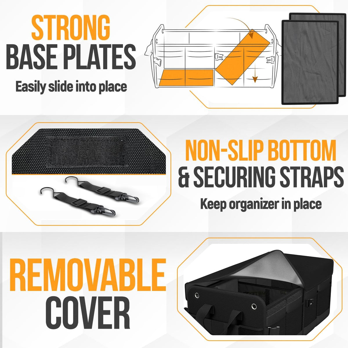 Trunk Organizer For SUV Car Organizer and Storage, Multi-Compartment Storage Bag Car Accessories for Women Men, Perfect Christmas Gifts, 1680D Oxford, Non Slip Bottom, Straps, Soft Cover (50L) - view 6