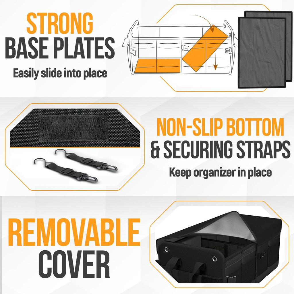 Trunk Organizer For SUV Car Organizer and Storage, Collapsible Multi-Compartment Storage Bag Car Accessories for Women Men, 1680D Oxford, Non Slip Bottom, Adjustable Straps, Soft Cover (65L) - view 6