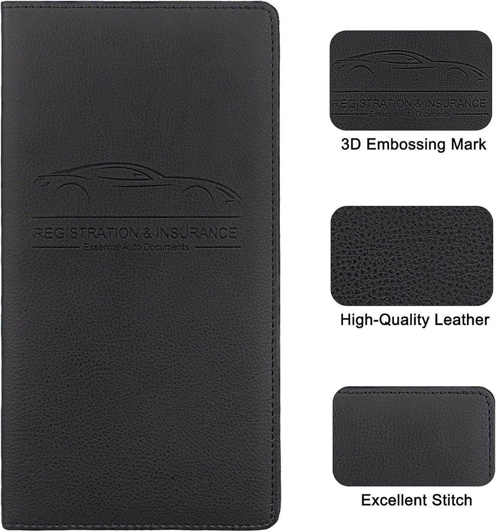 Premium Car Registration & Insurance Card Holder, Black | Vehicle Glove Box Organizer, Magnetic Closure Car Document Holder, For Insurance, Cards, License, Women & Men - view 5