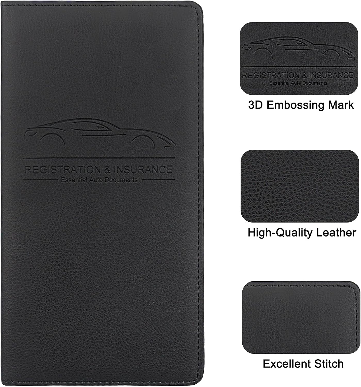 Premium Car Registration & Insurance Card Holder, Black | Vehicle Glove Box Organizer, Magnetic Closure Car Document Holder, For Insurance, Cards, License, Women & Men - view 5