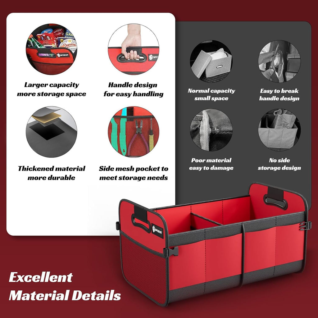 Trunk Organizer for Car - 70L Collapsible Car Storage with 11 Pockets & Reinforced Handles, SUV Trunk Organizers for Grocery Cargo - view 6