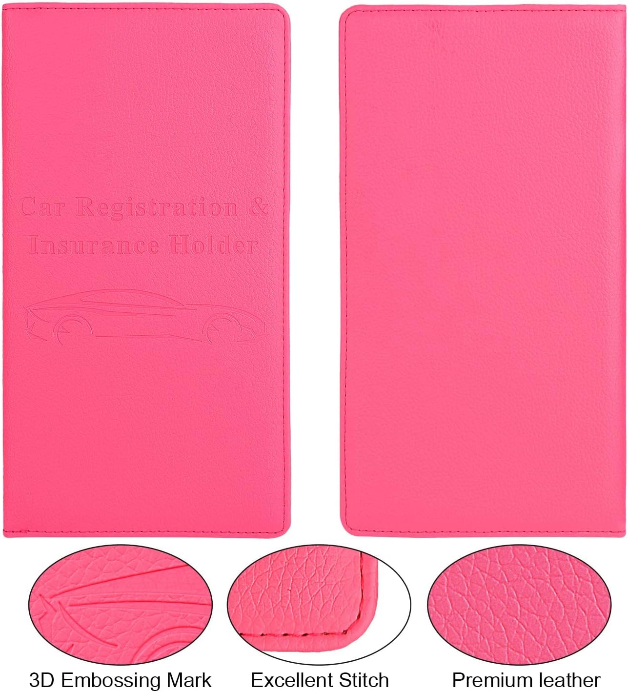 Car Registration and Insurance Holder, Car Accessories Vehicle Glove Box Car Organizer Women Car Accessories with Magnetic Shut for Cards, Essential Document, Driver License, Hot Pink | Car Accessories Organizer Women Car Accessories with Magnetic Shut fo - view 5