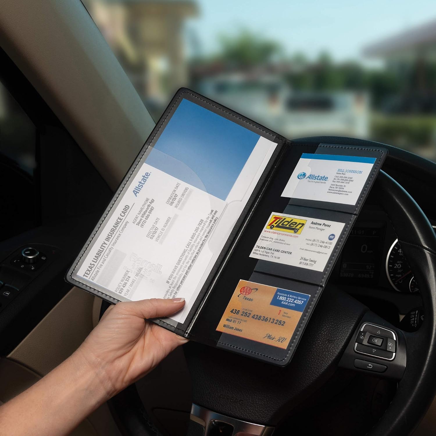 2 Pack Car Registration and Insurance Holder, Essential Vehicle Glove Box Organizer, Vehicle Document Holder, Faux Leather, Sleek Black Design, Lottery Ticket Holders - view 7