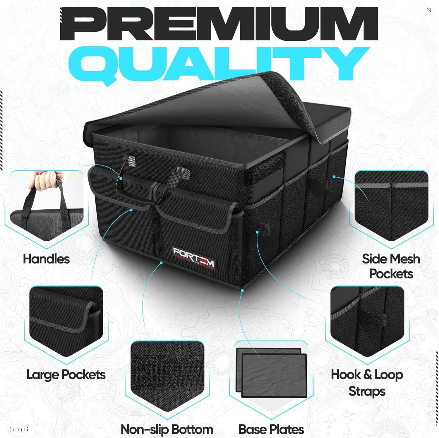 Trunk Organizer For SUV Car Trunk Organizer, Foldable Storage, Car Accessories for Women Men, Collapsible Bag, 600D Oxford, Non Slip Bottom, Straps, Soft Cover (45L) - view 2