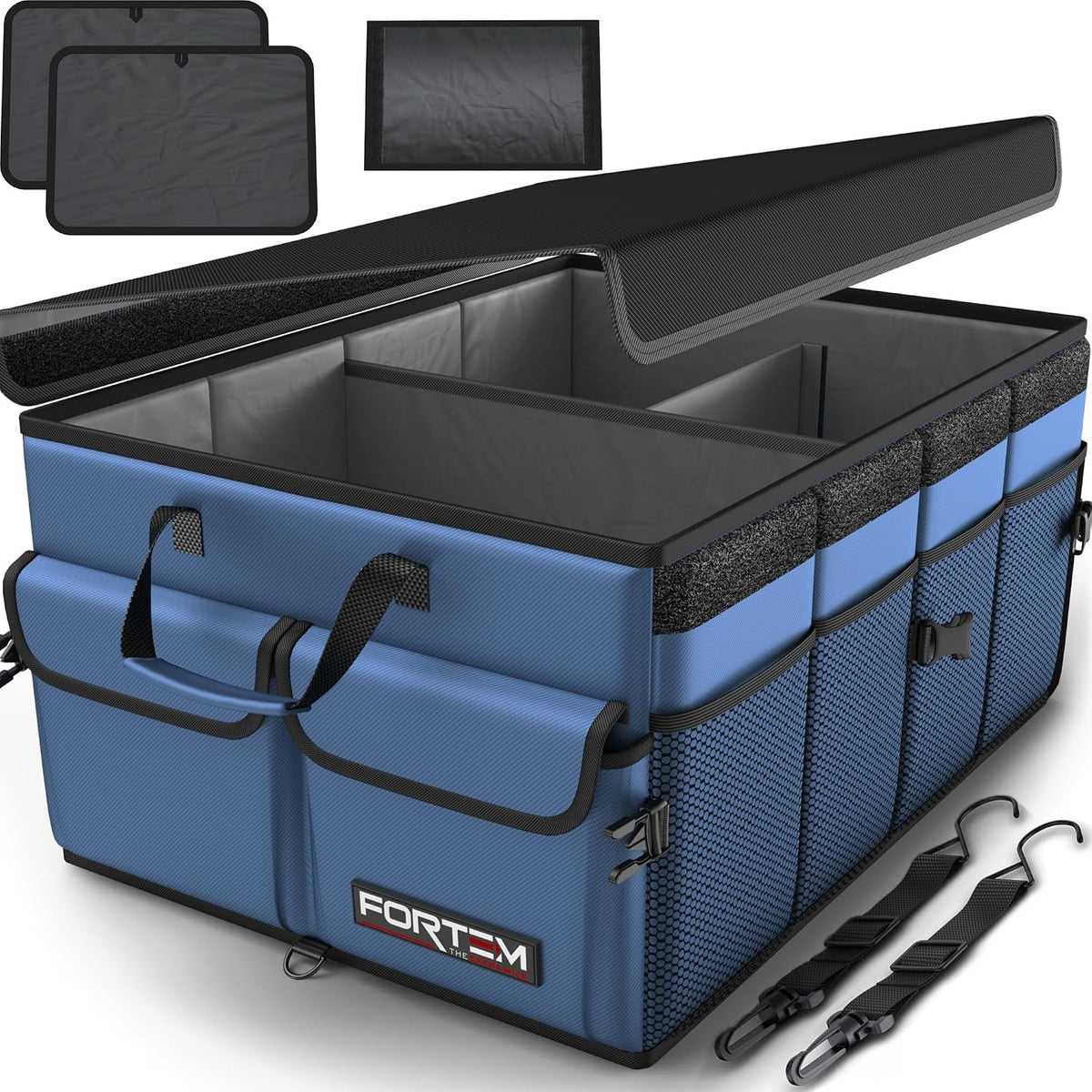 Trunk Organizer - Foldable Car Organizer & Storage for SUVs & Trucks | Car Accessories for Men Women, Collapsible Bag, Non Slip Bottom, Straps, Soft Cover, 600D Oxford, Grey, 6 Compartments, 85L - view 4