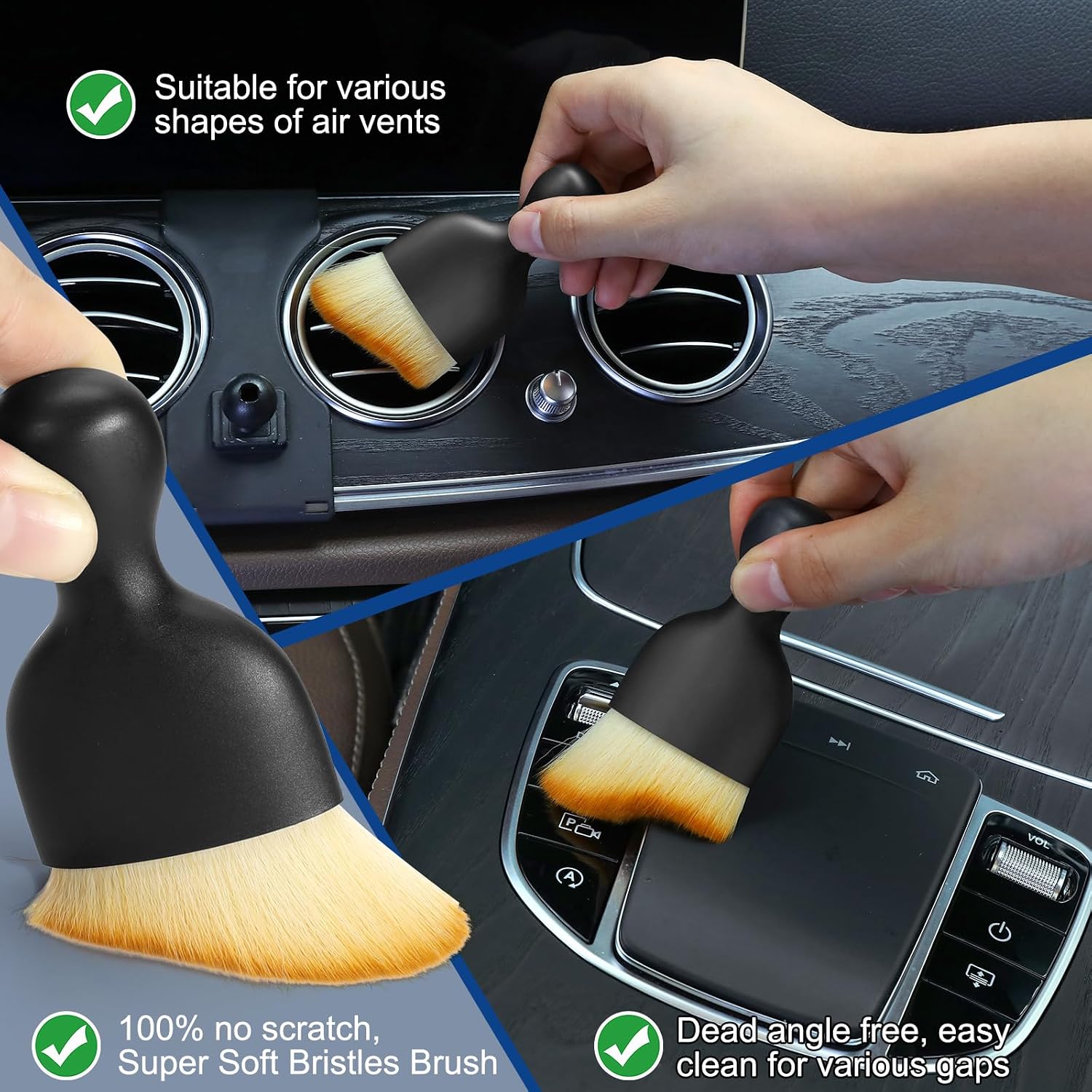 Car Interior Duster Detail Brushes, Soft Bristles Brush | Car Accessories for Cleaning Dashboard Air Vent Crevice, Detailing Dusting Tool Kit for Auto Truck SUV RV - view 3