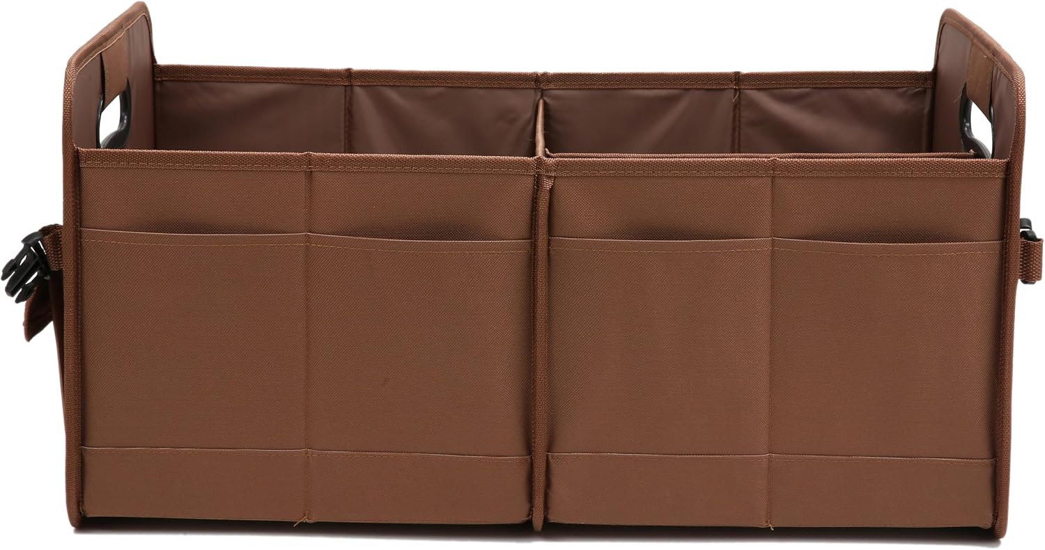 Car trunk organizer, brown, foldable, non-slip, adjustable, multiple compartments, 600D oxford cloth material - view 6