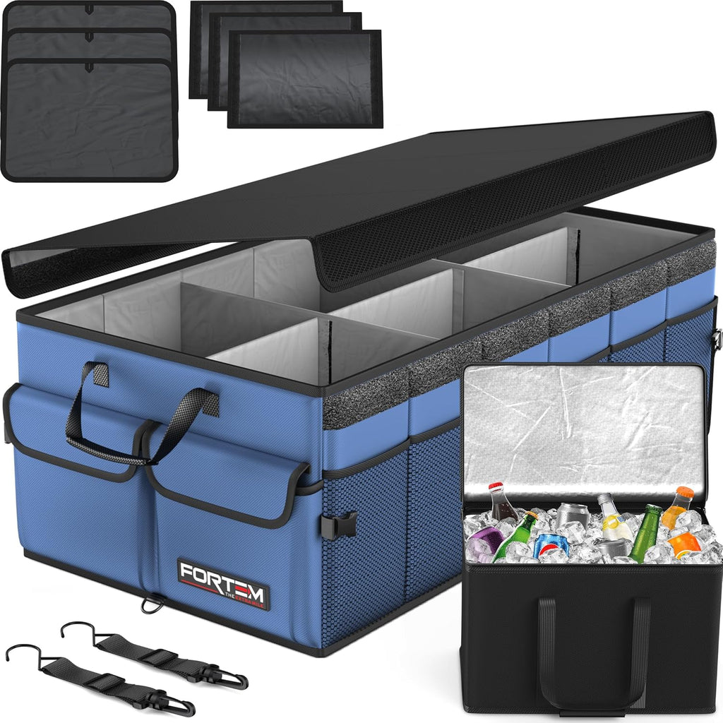 Trunk Organizer - Foldable Car Organizer & Storage for SUVs & Trucks | Car Accessories for Men Women, Collapsible Bag, Non Slip Bottom, Straps, Soft Cover, 600D Oxford, Grey, 6 Compartments, 85L - view 8