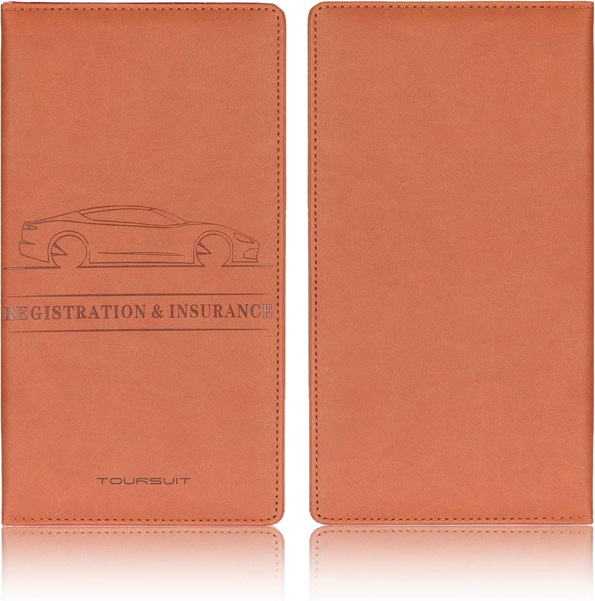 Car Registration & Insurance Card Holder, Brown | Vehicle License Document Organizer, Glove Box Compartment, Interior Car Accessories, For Women Men - view 3