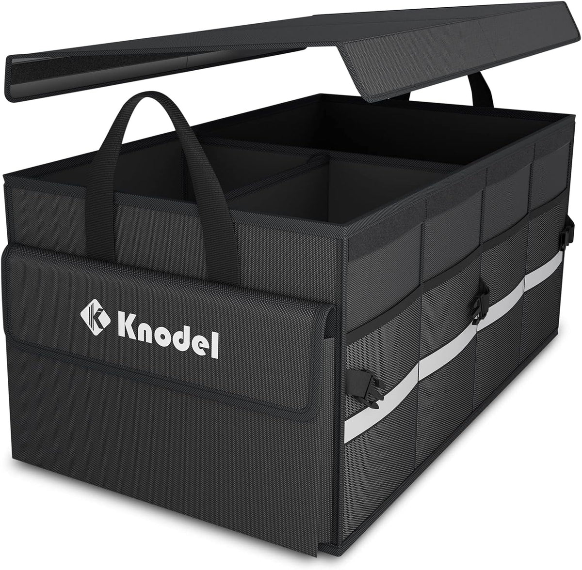Trunk Organizer with Lid for Car, SUV, and Truck (Medium, Black) | Collapsible Car Storage Organizer, Car Organizers and Storage for Sedan, Cargo Organizer, Car Bin, Basket,Bag, Organization