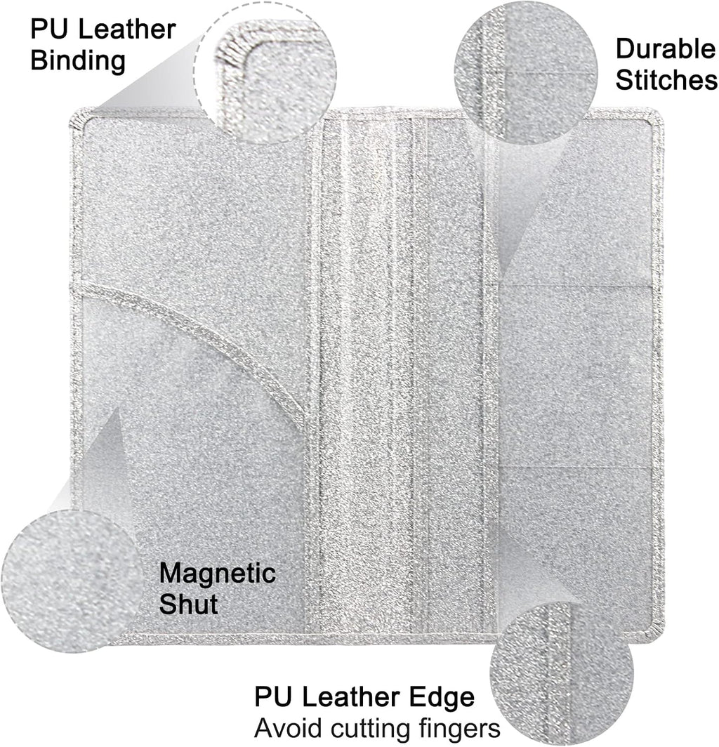 Car registration and insurance holder, premium leather insurance and registration holder, vehicle glove box car organizer, with magnetic shut for cards, driver license (glitter silver) - view 3