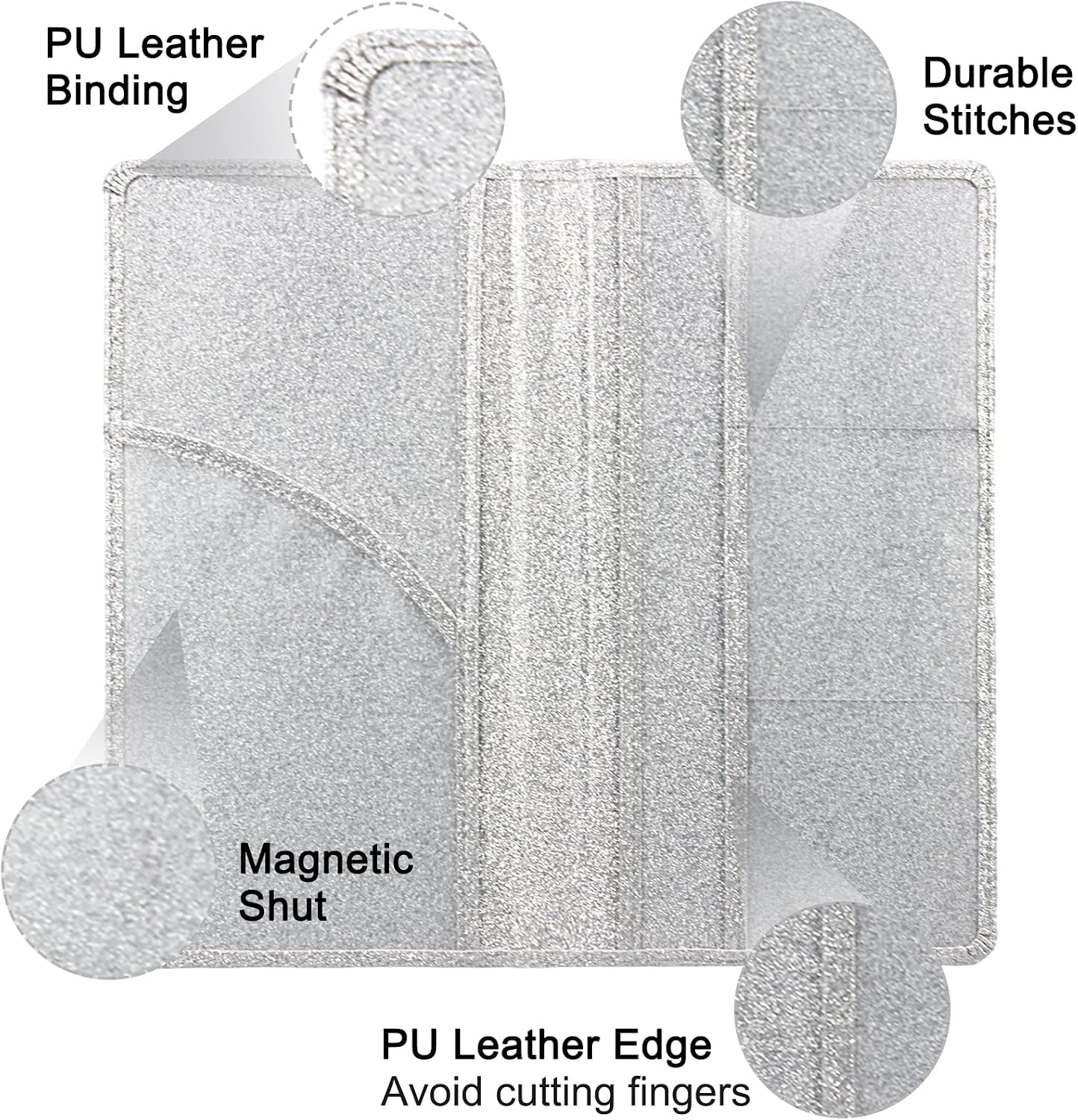 Car registration and insurance holder, premium leather insurance and registration holder, vehicle glove box car organizer, with magnetic shut for cards, driver license (glitter silver) - view 3